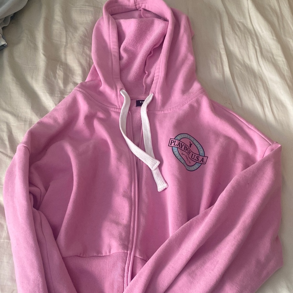 pink playboy cropped sweater size s